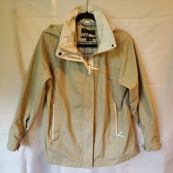 IZ Sport Beige Hooded Windbreaker Jacket Size M - Picture 1 of 11